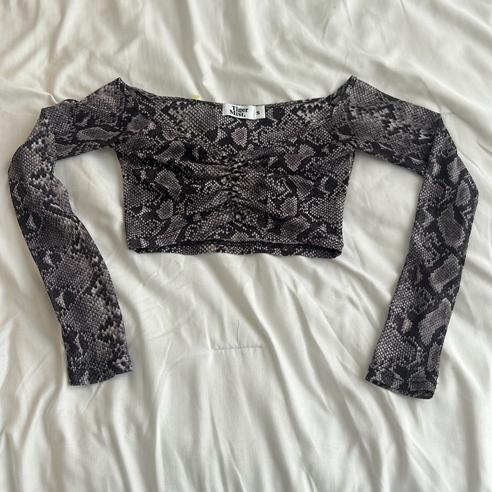 Tiger mist small cropped snakeskin top